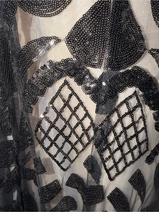 Black Lace Sequin Mermaid Wedding Dress with Illusion Detailing